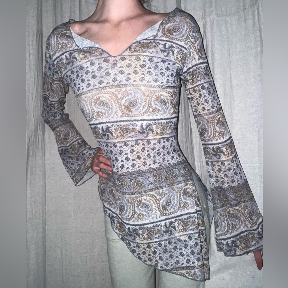 Asymmetrical Y2K Boho Flowy Top